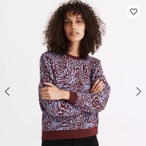 Madewell Cotton Oversized Sweatshirt in Tigerized Print